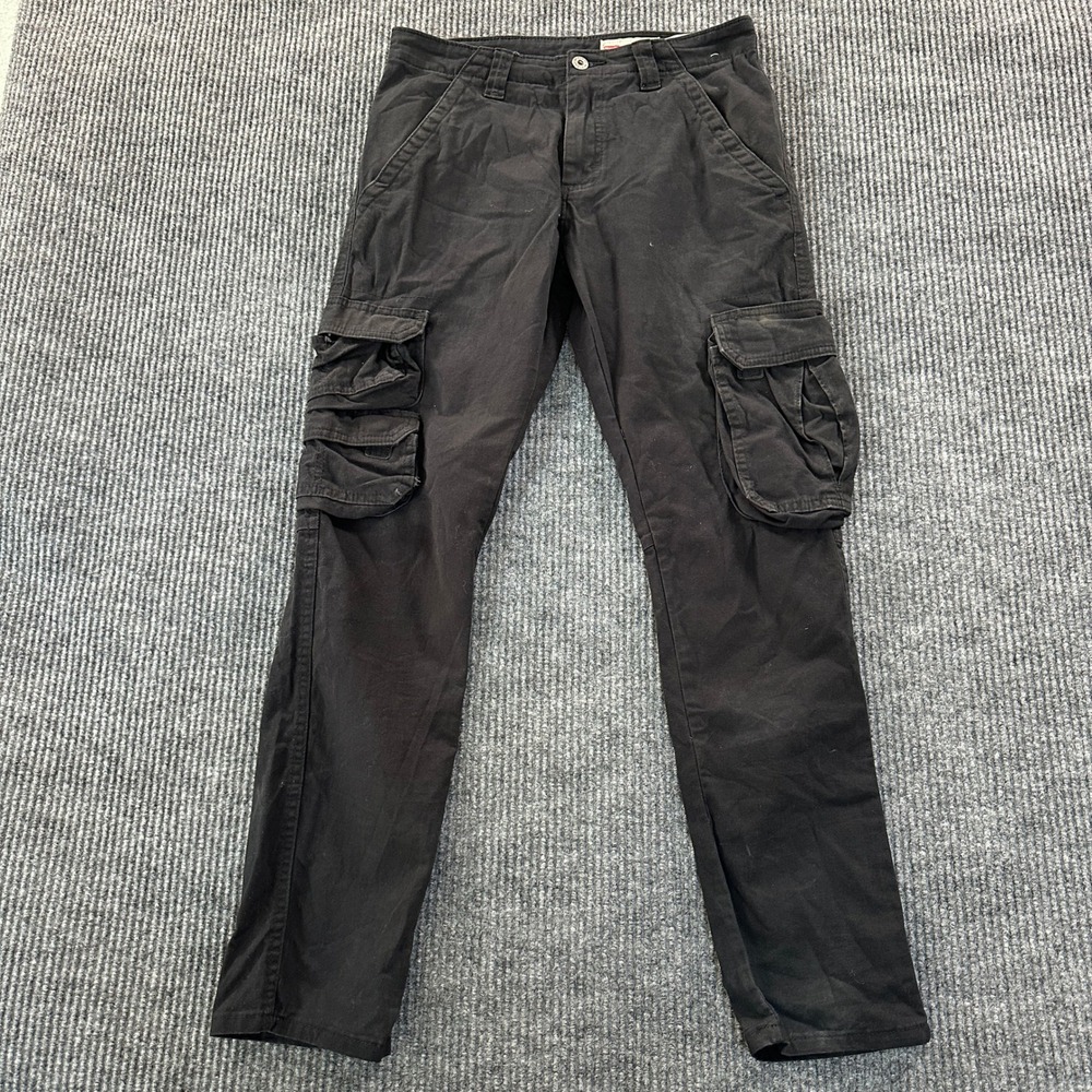 Wrangler Mens Regular Taper Cargo Pants 28x30 Black Stretch Utility